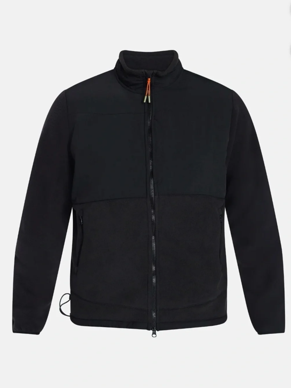 Ozark Trail Men’s Mixed Media Fleece Jacket Black Full Zip Mock Neck NWT XL - Picture 1 of 6